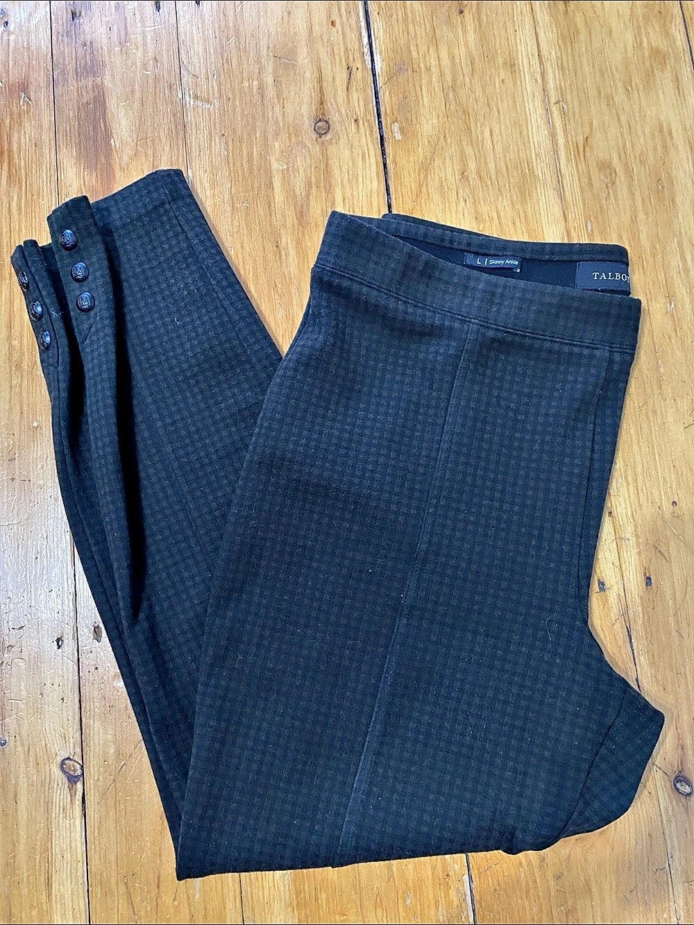 Talbots Skinny Ankle Pants Checkered in Black Large